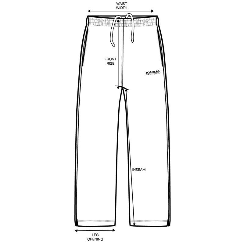 KARMA WORD GRAPHIC OPEN HEM SWEATPANTS